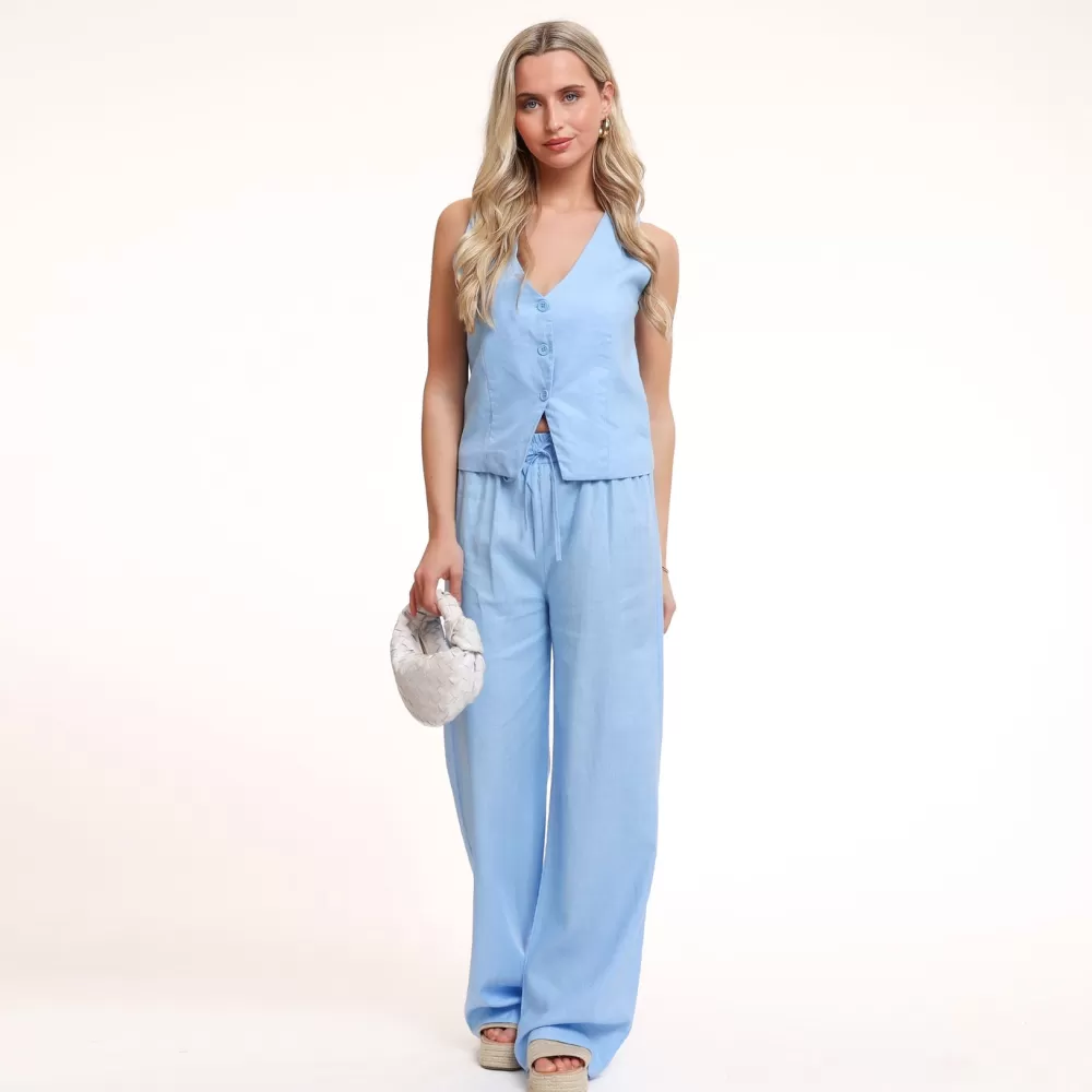 Light Blue Tall Linen-Pants<Olivia & Kate Cheap