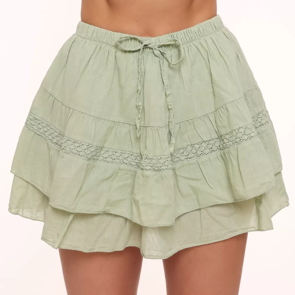 Light Green Ruffel Details-Skort<Olivia & Kate Flash Sale