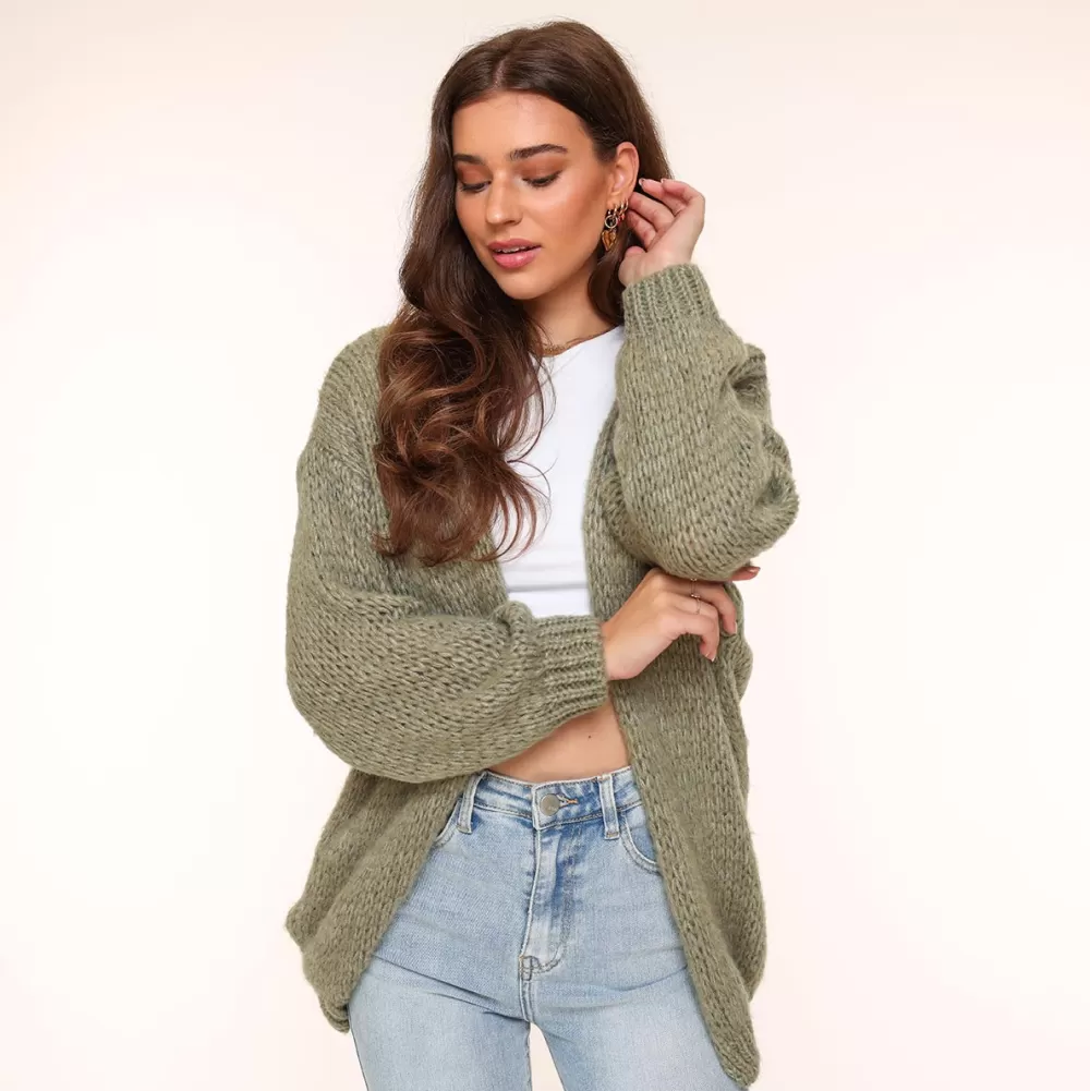 Light Green Wool Yasmine-Cardigans<Olivia & Kate Sale