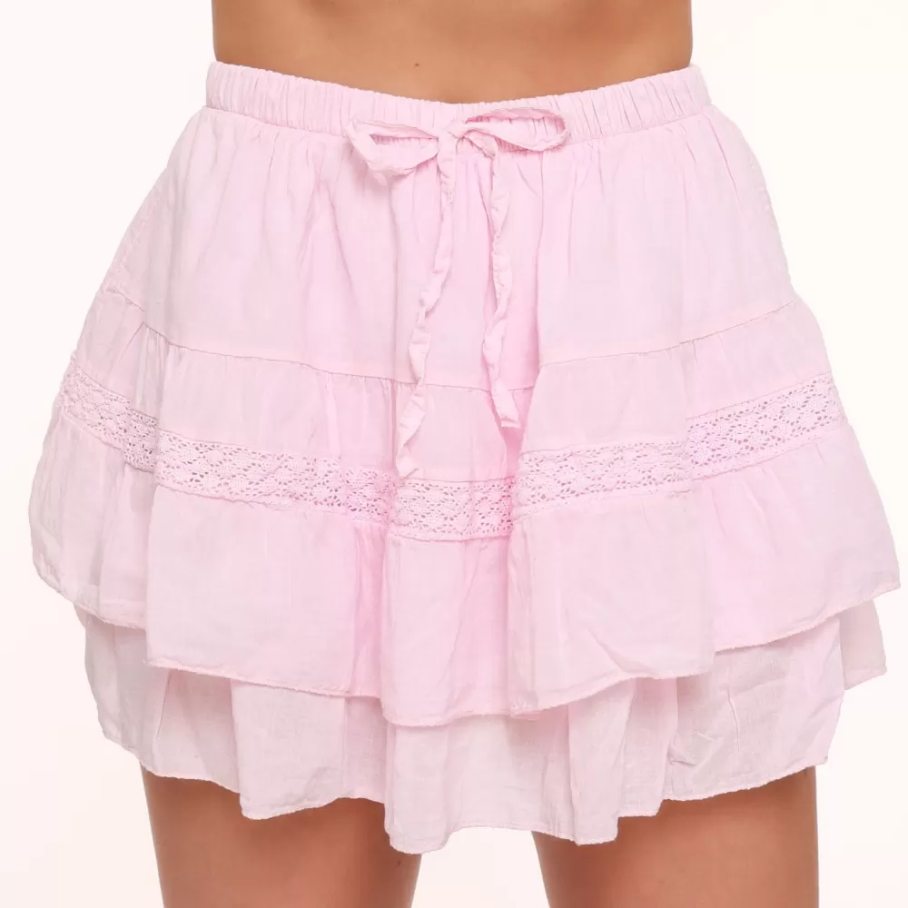 Light Pink Ruffle Details-Skort<Olivia & Kate Fashion