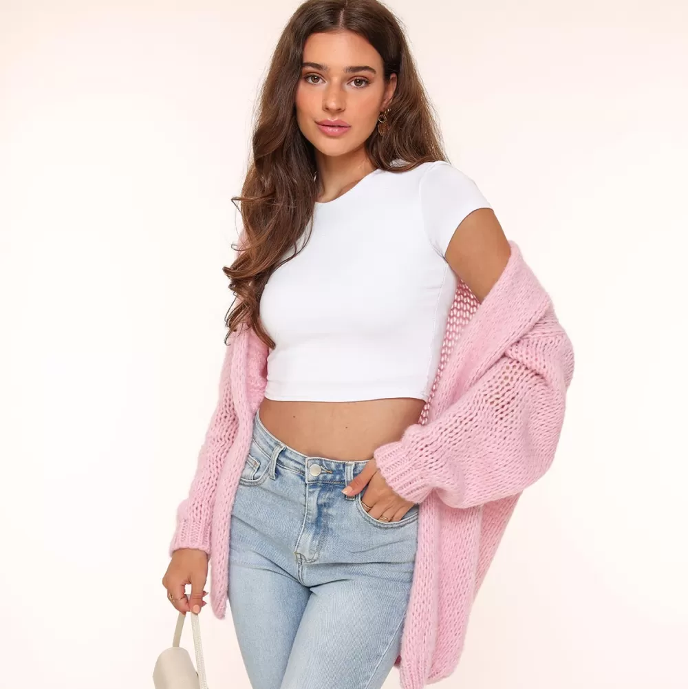 Light Pink Woolen Yasmine-Cardigan<Olivia & Kate New