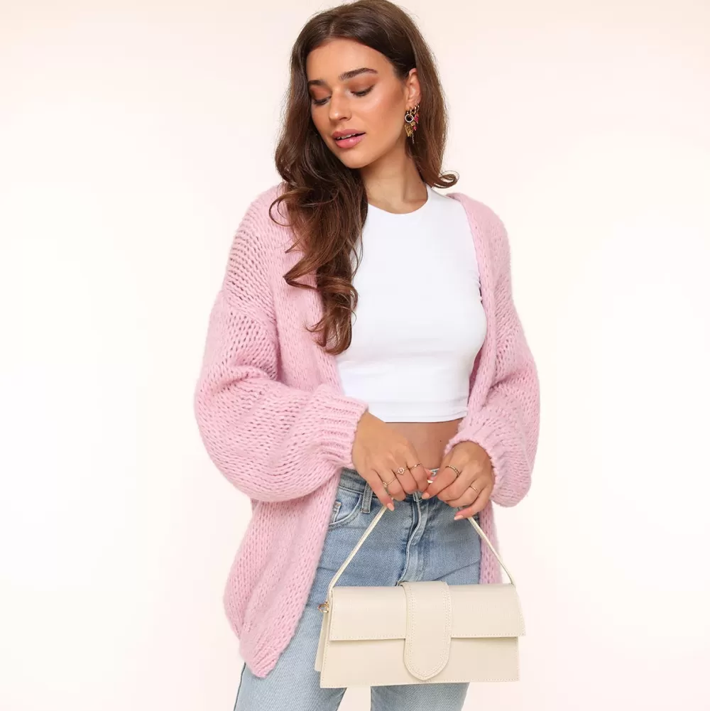 Light Pink Woolen Yasmine-Cardigan<Olivia & Kate New