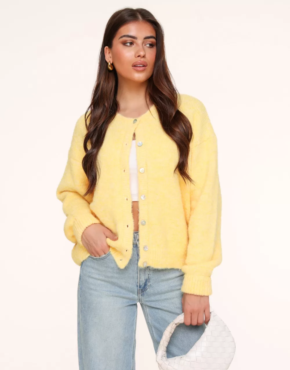 Light Yellow Basic Knitted-Cardigan<Olivia & Kate Online