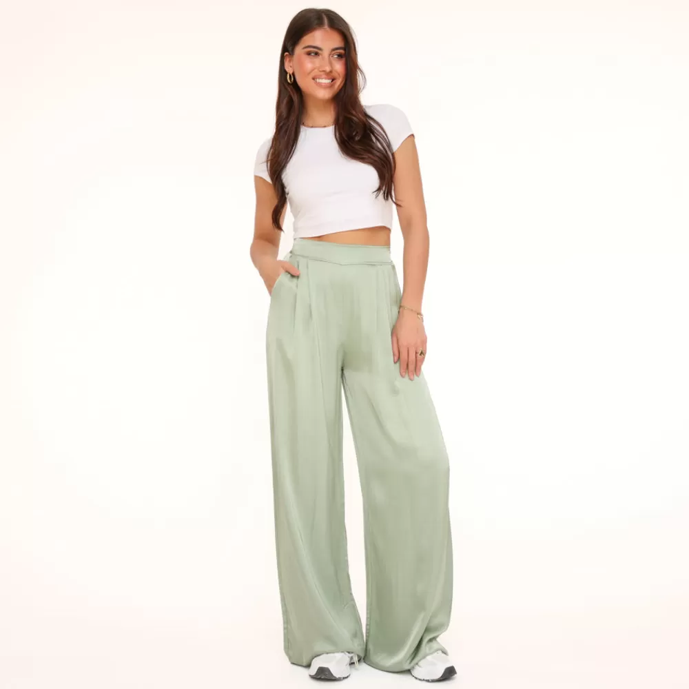 Mintgreen Tall Satin-Pants<Olivia & Kate Clearance