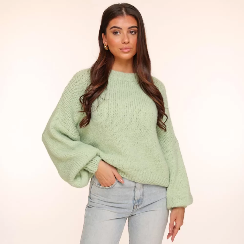 Mintgroene Wool Knitted-Sweater<Olivia & Kate Clearance