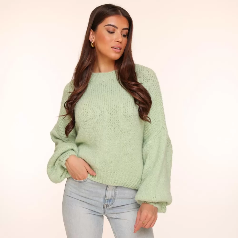 Mintgroene Wool Knitted-Sweater<Olivia & Kate Clearance