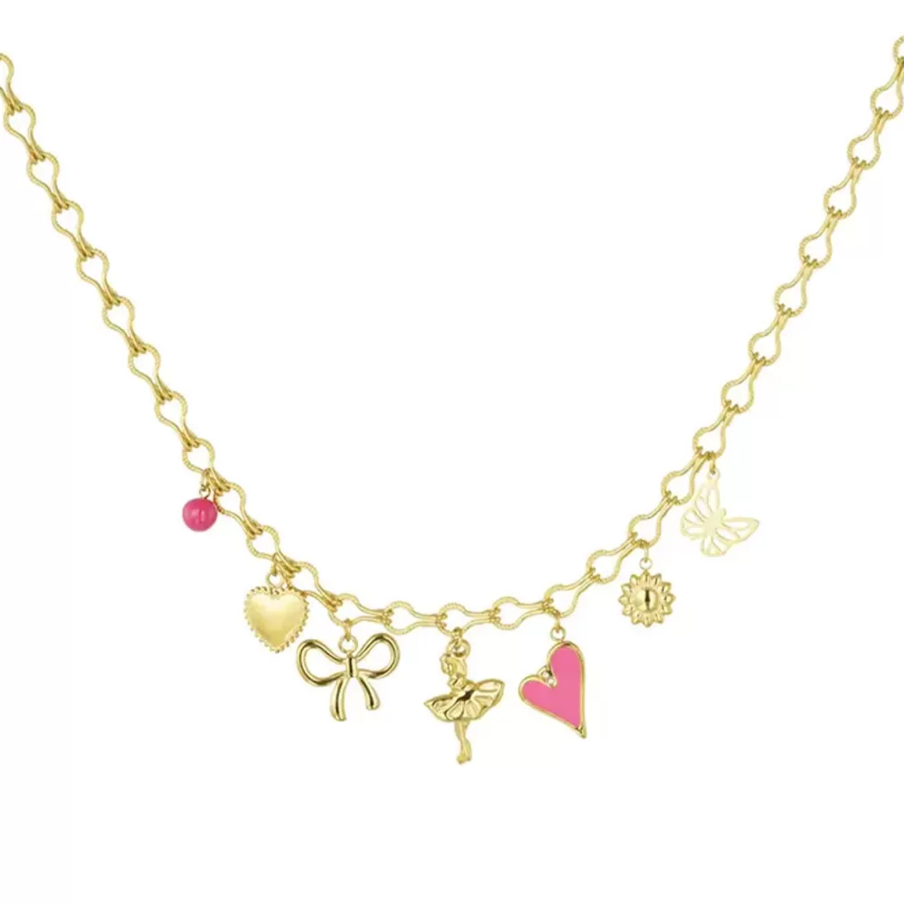 Pink Details Round Chain-Necklace<Olivia & Kate Store