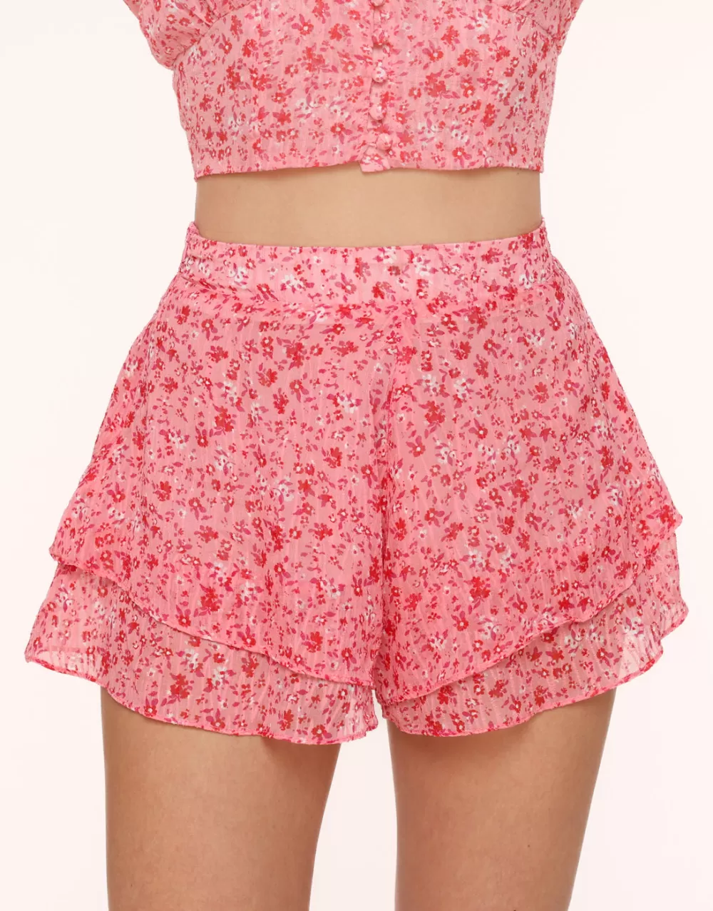 Pink Flowers Ruffel-Skort<Olivia & Kate Cheap