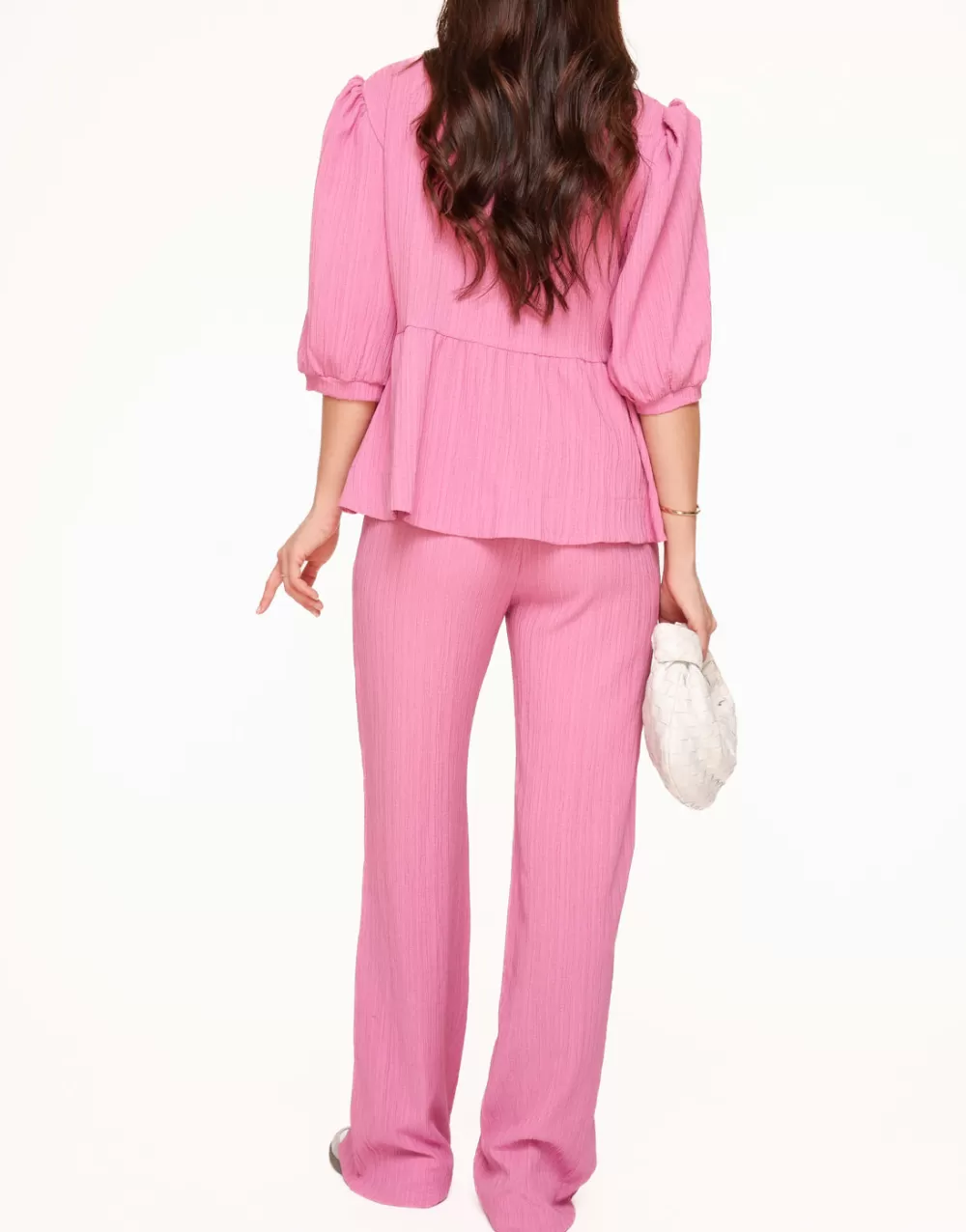 Pink Short Bow Ties Puff Sleeve Pleated-Set<Olivia & Kate Online