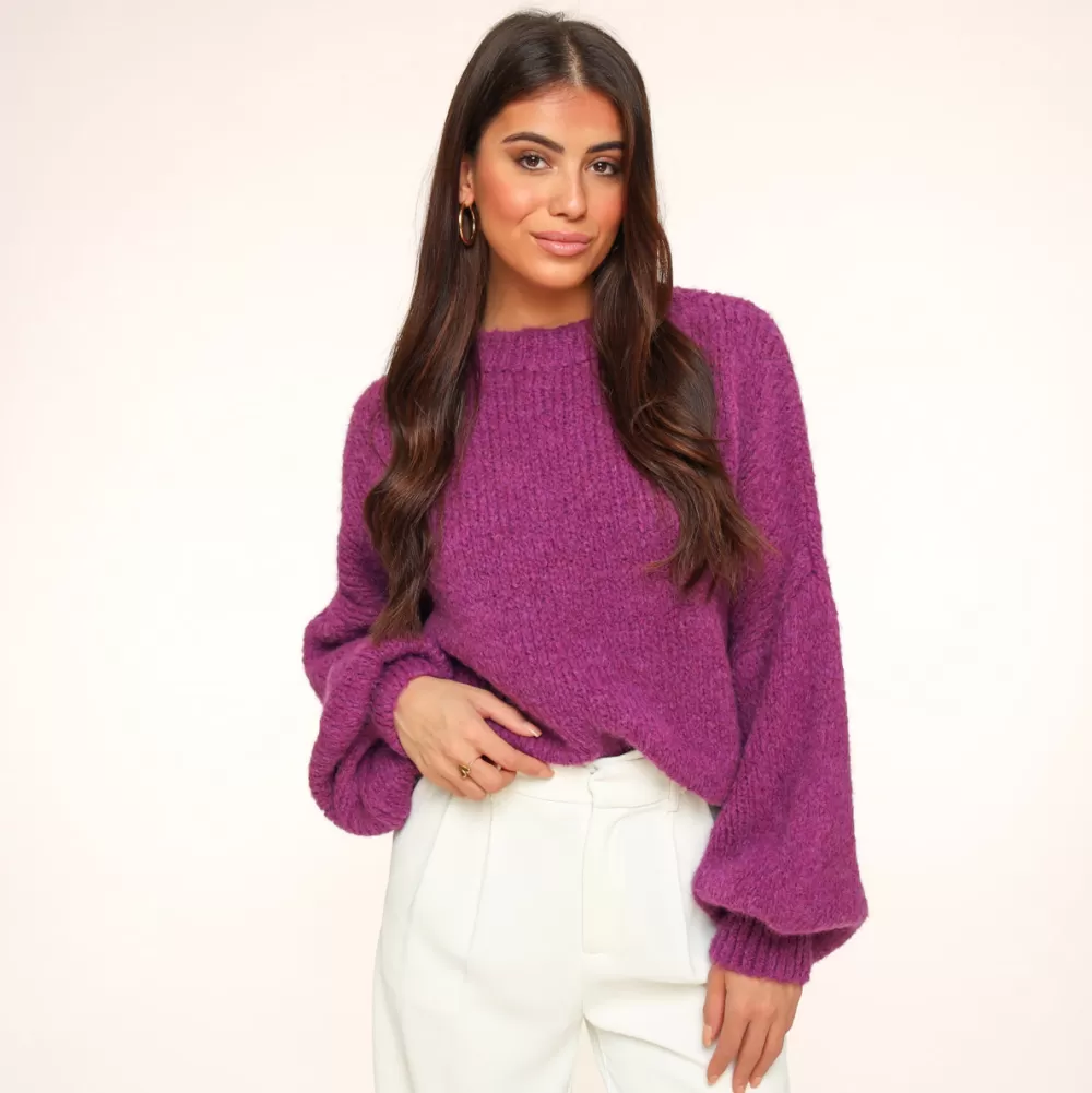 Purple Wool Knitted-Sweater<Olivia & Kate Cheap