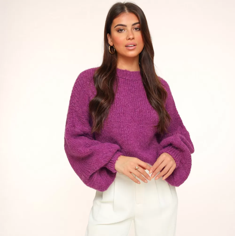 Purple Wool Knitted-Sweater<Olivia & Kate Cheap