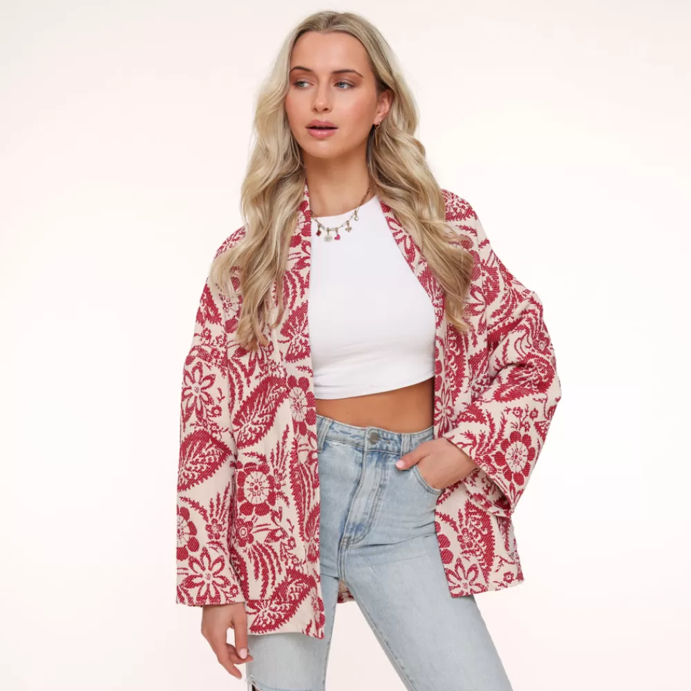 Red Printed Ls-Jacket<Olivia & Kate Best Sale