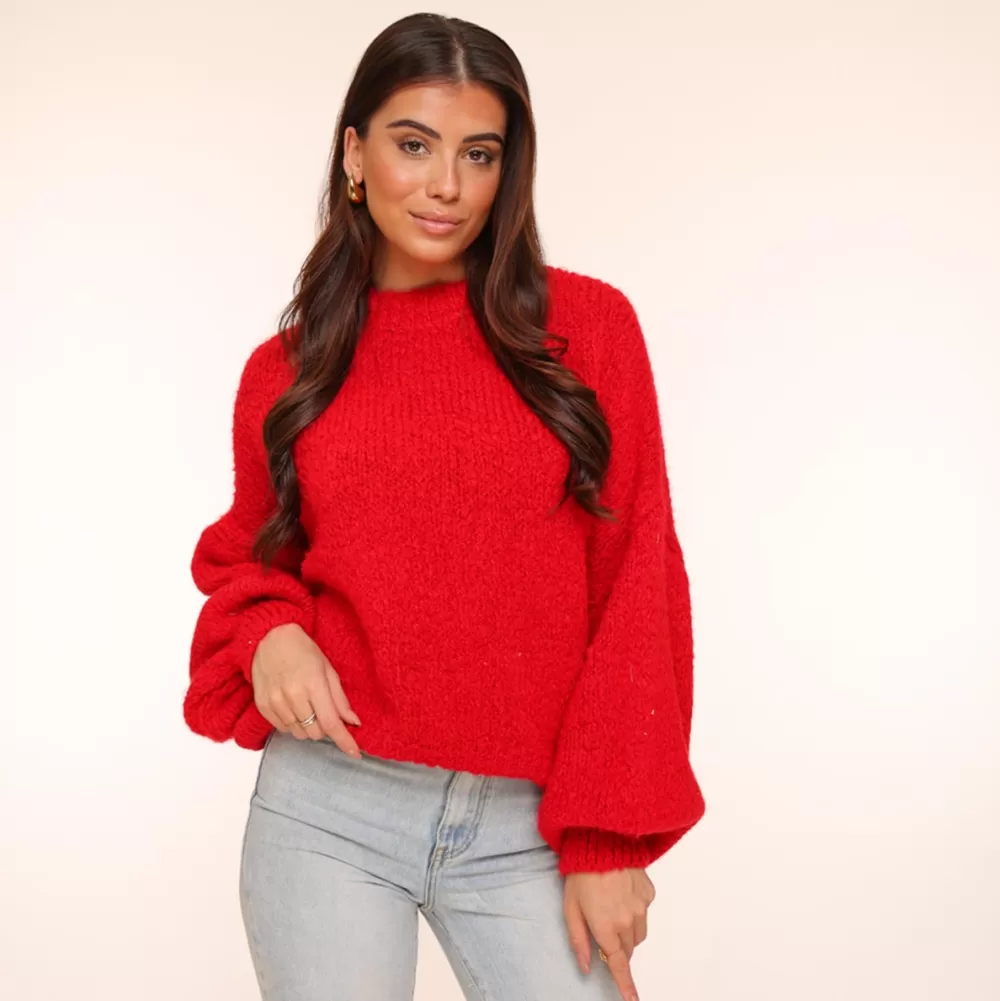 Red Wool Knitted-Sweater<Olivia & Kate Flash Sale