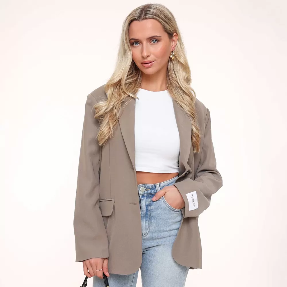 Taupe Studio Basic-Blazer<Olivia & Kate Cheap