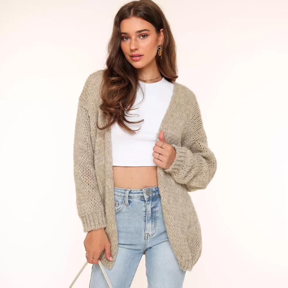 Taupe Woolen Yasmine-Cardigan<Olivia & Kate Hot