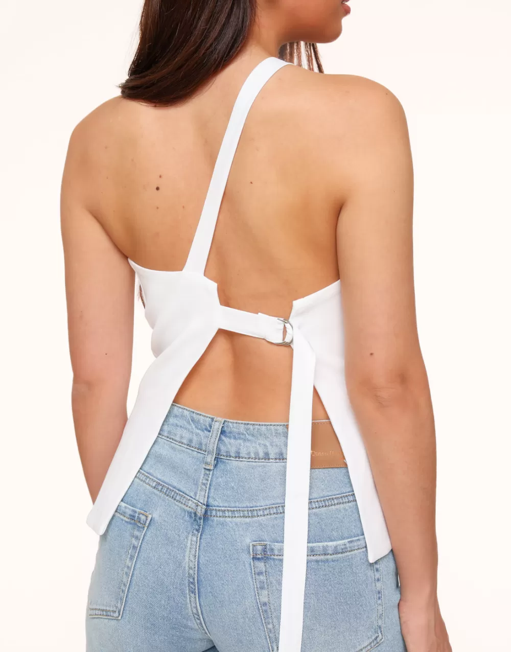 White Asymmetric Open Back-Top<Olivia & Kate Shop