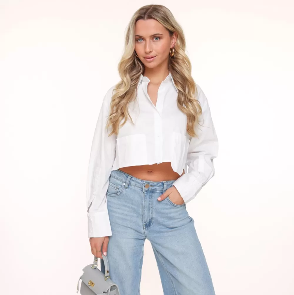 White Cropped-Blouse<Olivia & Kate Clearance