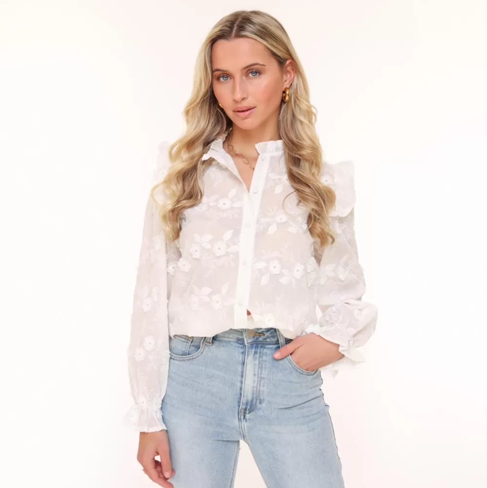 White Flowers-Blouse<Olivia & Kate New