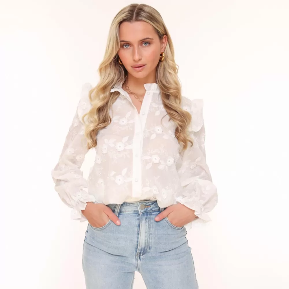 White Flowers-Blouse<Olivia & Kate New