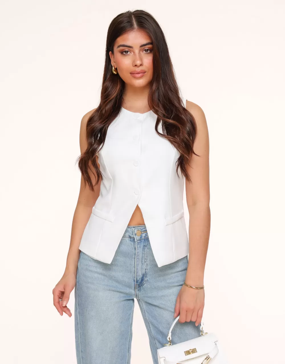 White High Buttons-Gilet<Olivia & Kate Hot