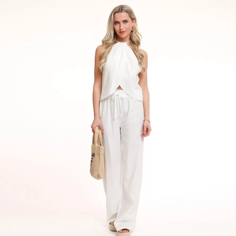 White Linen Halter-Top<Olivia & Kate Shop