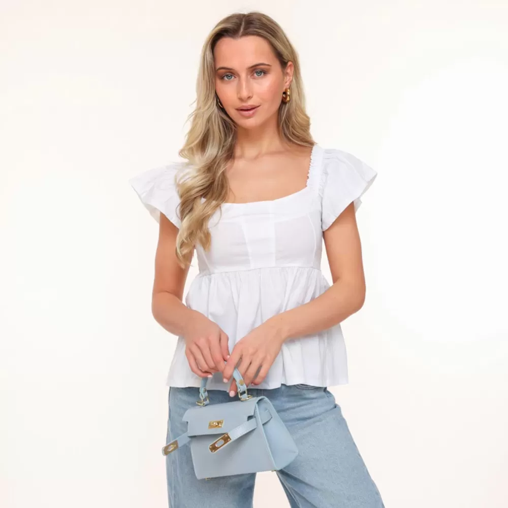 White Ruffle Ss Sleeves-Top<Olivia & Kate Outlet