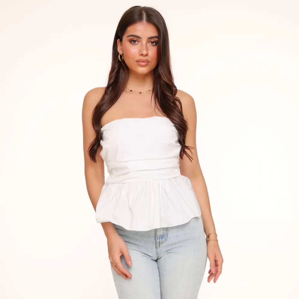 White Strapless Ruffle-Top<Olivia & Kate Sale