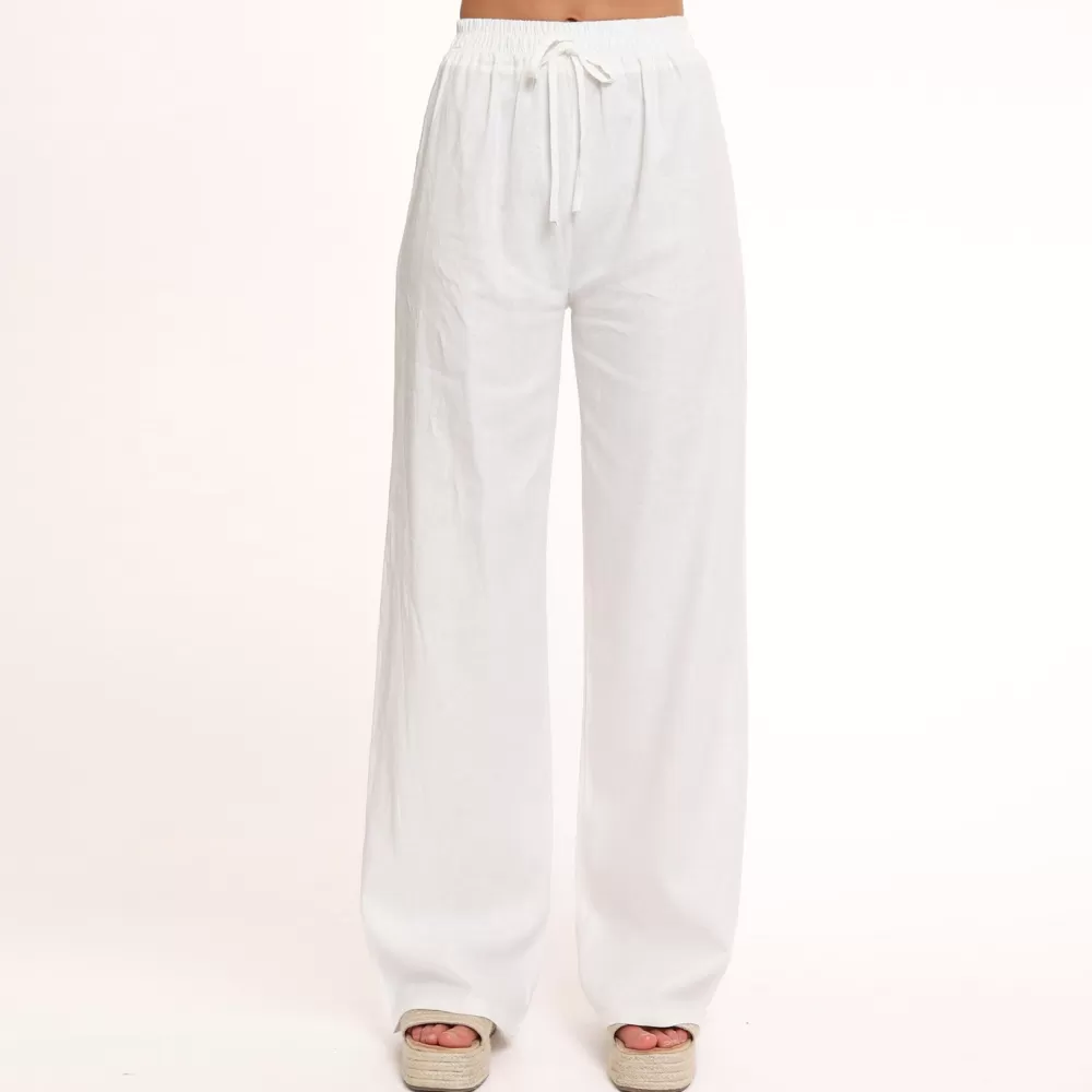 White Tall Linen-Pants<Olivia & Kate Sale